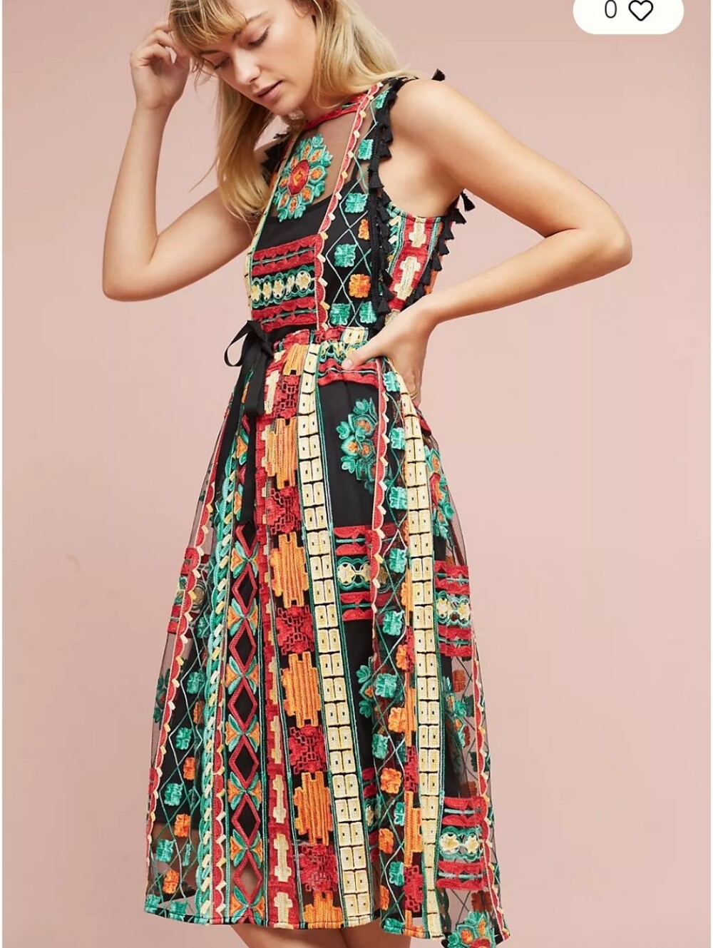 Eva Franco Saskia Sheer Embroidered Dress